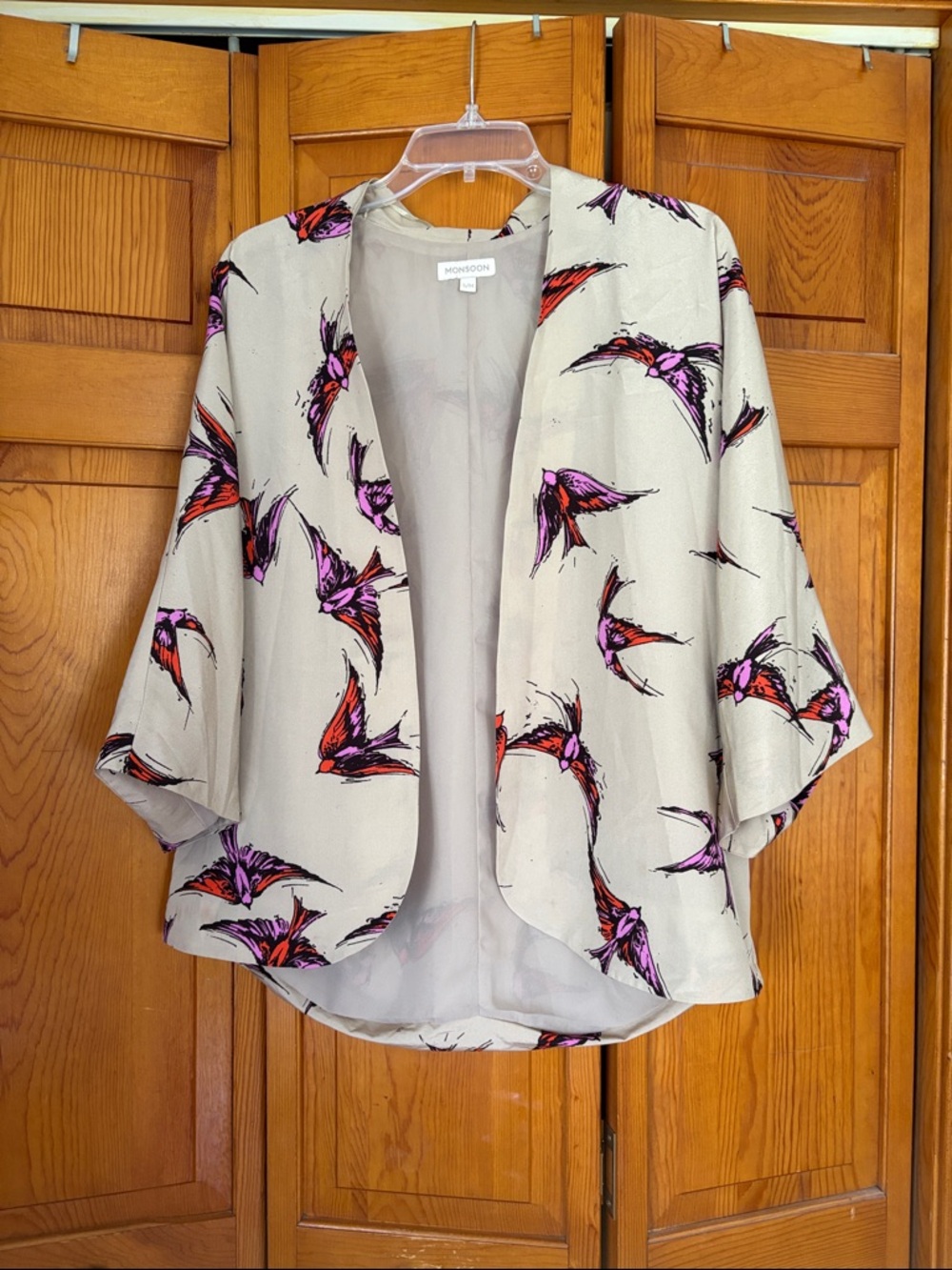 Monsoon Ivory Open-Front Kimono Jacket With Free Non Tarnish Custom Bracelet
